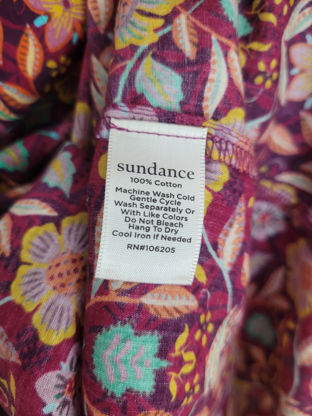Sundance Floral Button-Front Shirt in Purple Yellow/orange and Teal - Picture 9 of 16